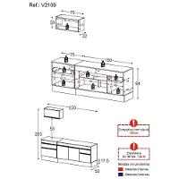 Armário De Cozinha 220cm Com Rodapé Multimóveis Preto/branco