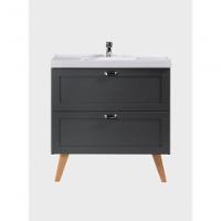 Gabinete Para Banheiro Com Cuba E Espelho 80cm Retro Mdf Grafite Milano - On Móveis - 10