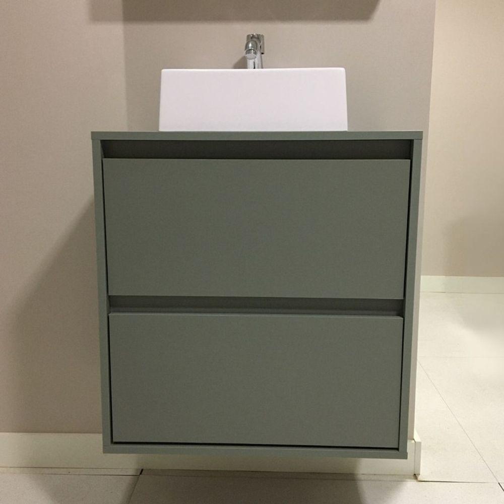 Gabinete Para Banheiro Com Cuba E Armario 60cm Mdf Verde Dubai - On Móveis - 2