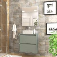 Gabinete Para Banheiro Com Cuba E Armario 60cm Mdf Verde Dubai - On Móveis - 1