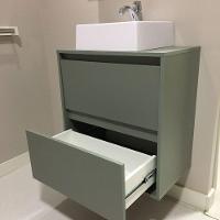 Gabinete Para Banheiro Com Cuba E Armario 60cm Mdf Verde Dubai - On Móveis