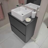 Gabinete Para Banheiro Com Cuba E Espelheira 60cm Mdf Grafite Dubai - On Móveis - 8