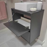 Gabinete Para Banheiro Com Cuba E Espelheira 60cm Mdf Grafite Dubai - On Móveis - 10