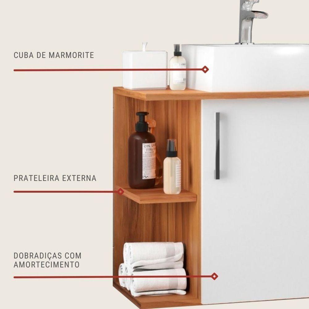 Gabinete Para Banheiro Com Cuba 50cm Mdf Freijo Moscou - On Móveis - 4