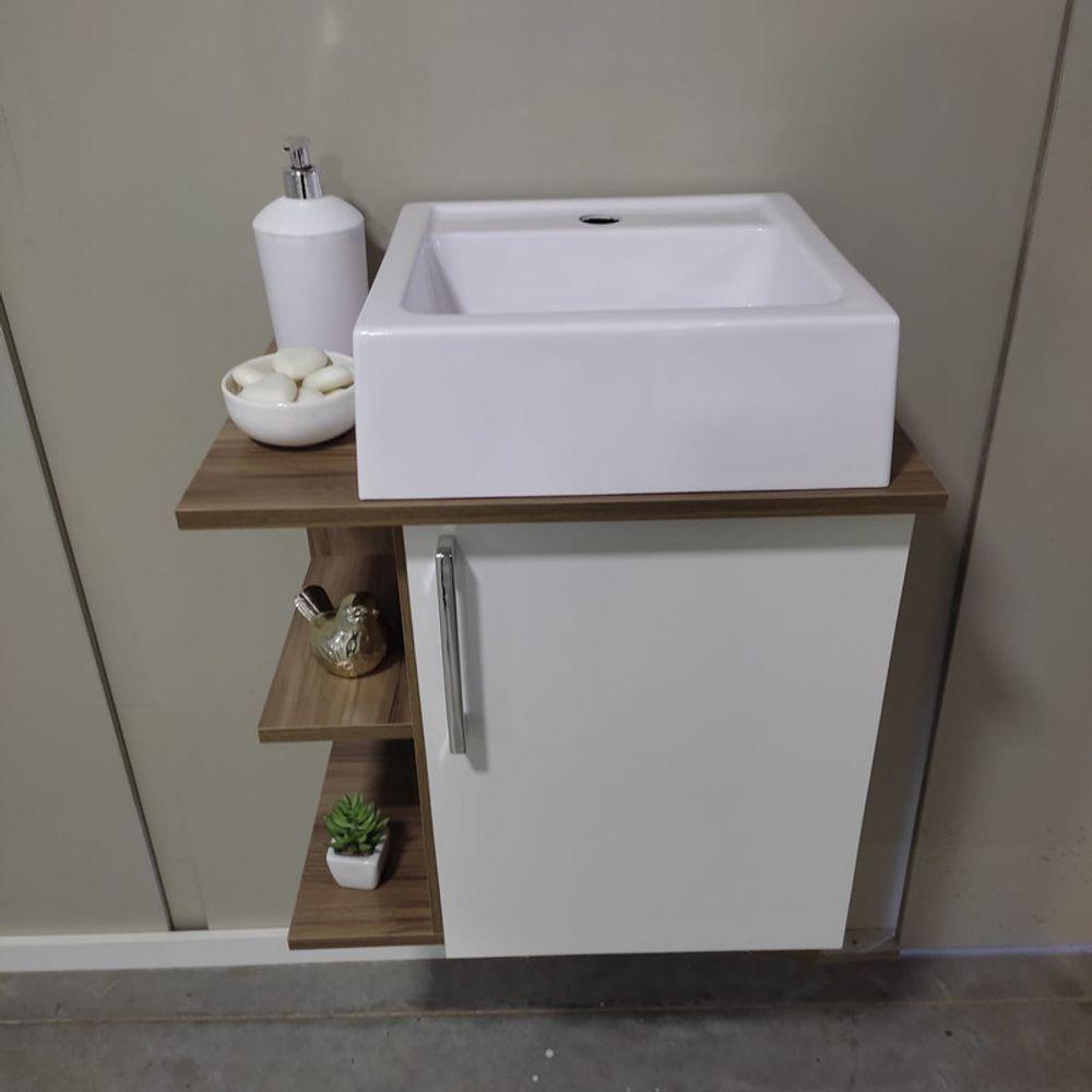 Gabinete Para Banheiro Com Cuba 50cm Mdf Freijo Moscou - On Móveis - 9