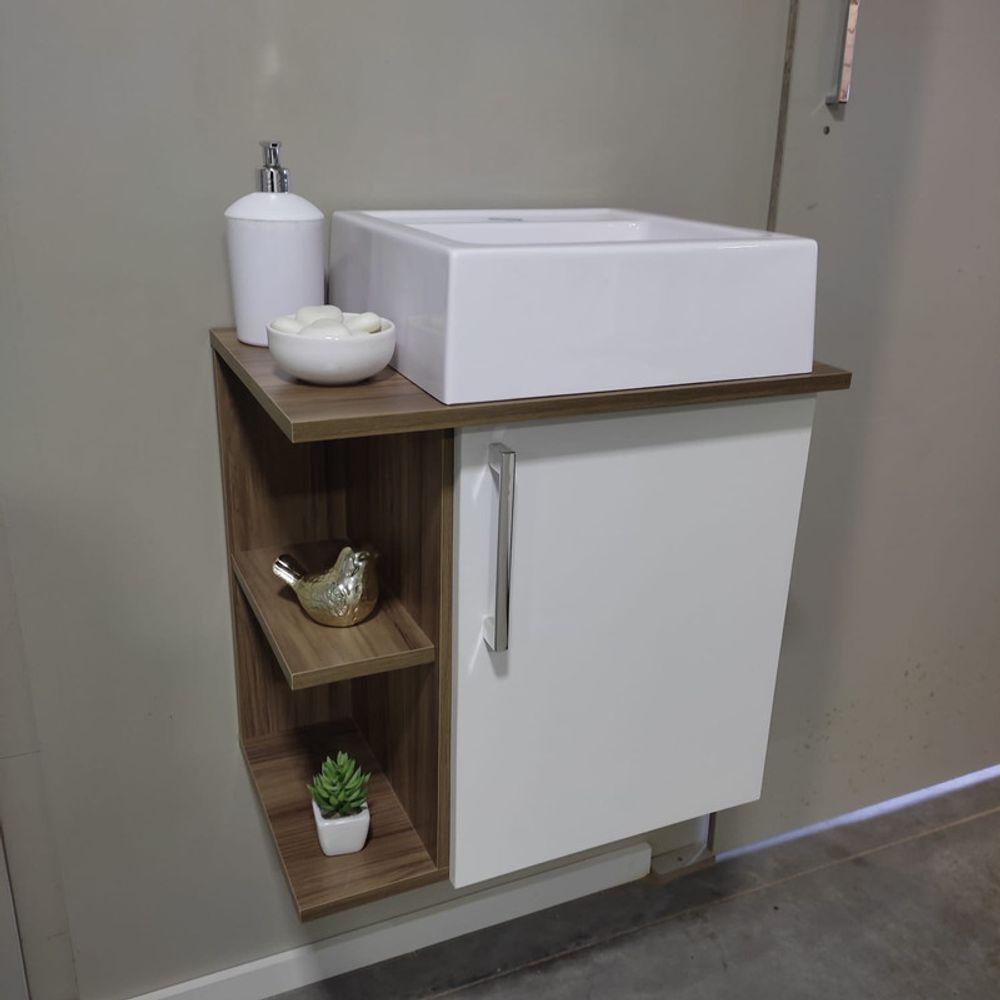 Gabinete Para Banheiro Com Cuba 50cm Mdf Freijo Moscou - On Móveis - 10