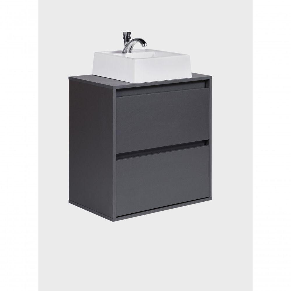 Gabinete Para Banheiro Com Cuba 60cm Mdf Grafite Dubai - On Móveis - 3