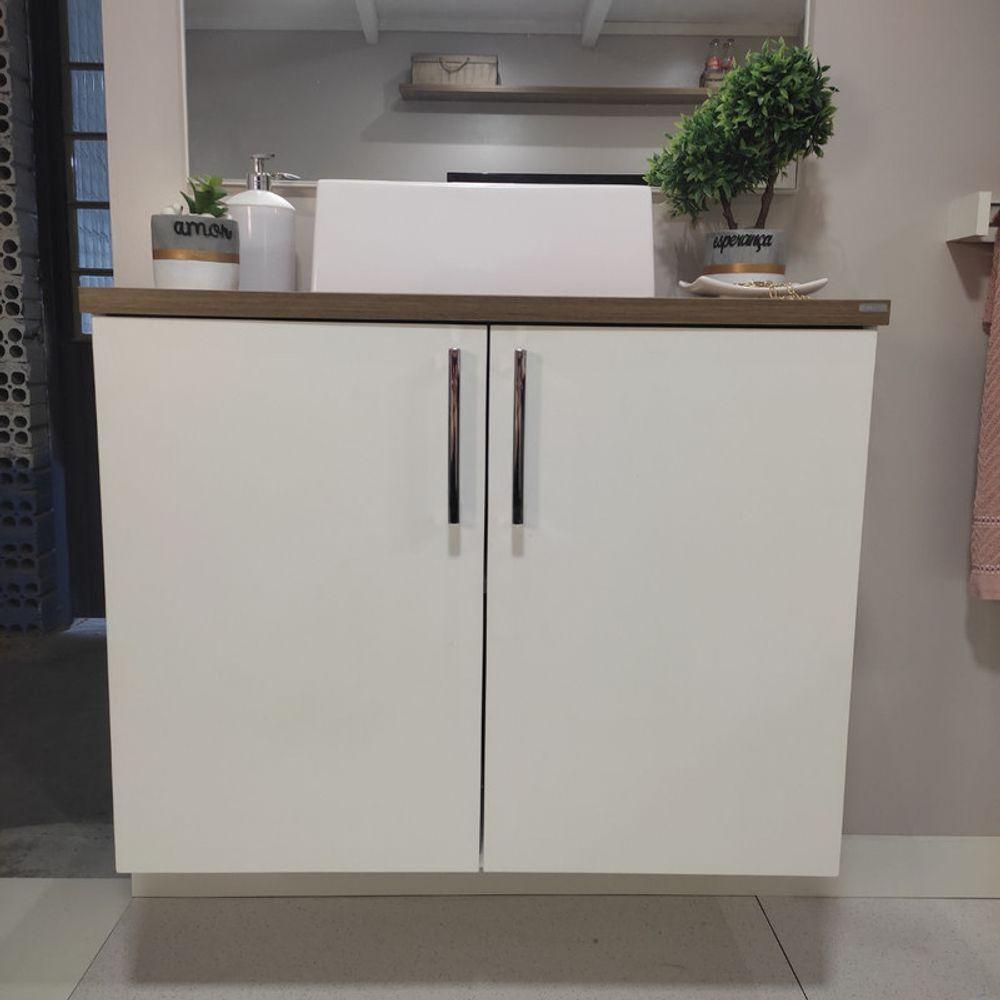 Gabinete Para Banheiro Com Cuba E Espelheira 80cm Mdf Freijo Paris - On Móveis - 2