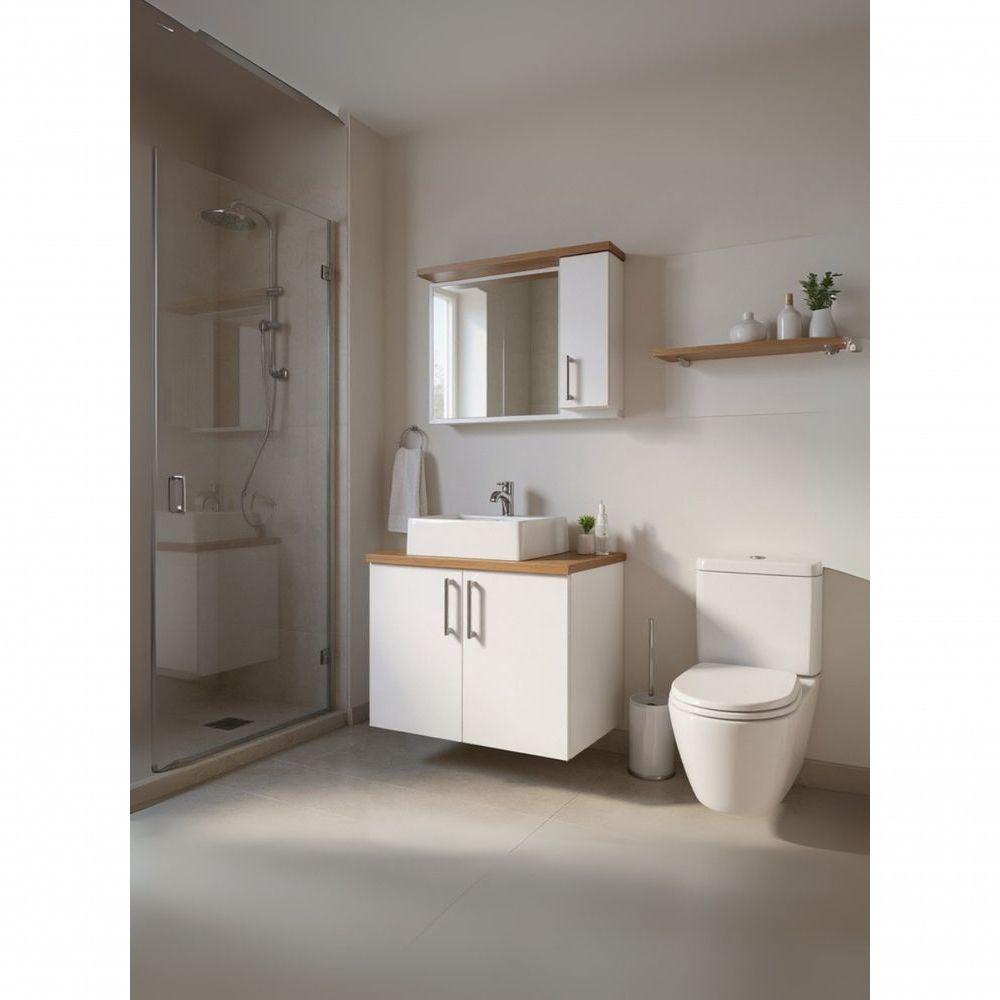 Gabinete Para Banheiro Com Cuba E Espelheira 80cm Mdf Freijo Paris - On Móveis - 4