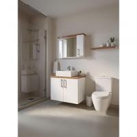 Gabinete Para Banheiro Com Cuba E Espelheira 80cm Mdf Freijo Paris - On Móveis