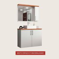 Gabinete Para Banheiro Com Cuba E Espelheira 80cm Mdf Freijo Paris - On Móveis - 5