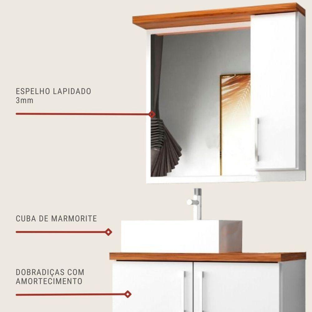 Gabinete Para Banheiro Com Cuba E Espelheira 60cm Mdf Freijo Paris - On Móveis - 4