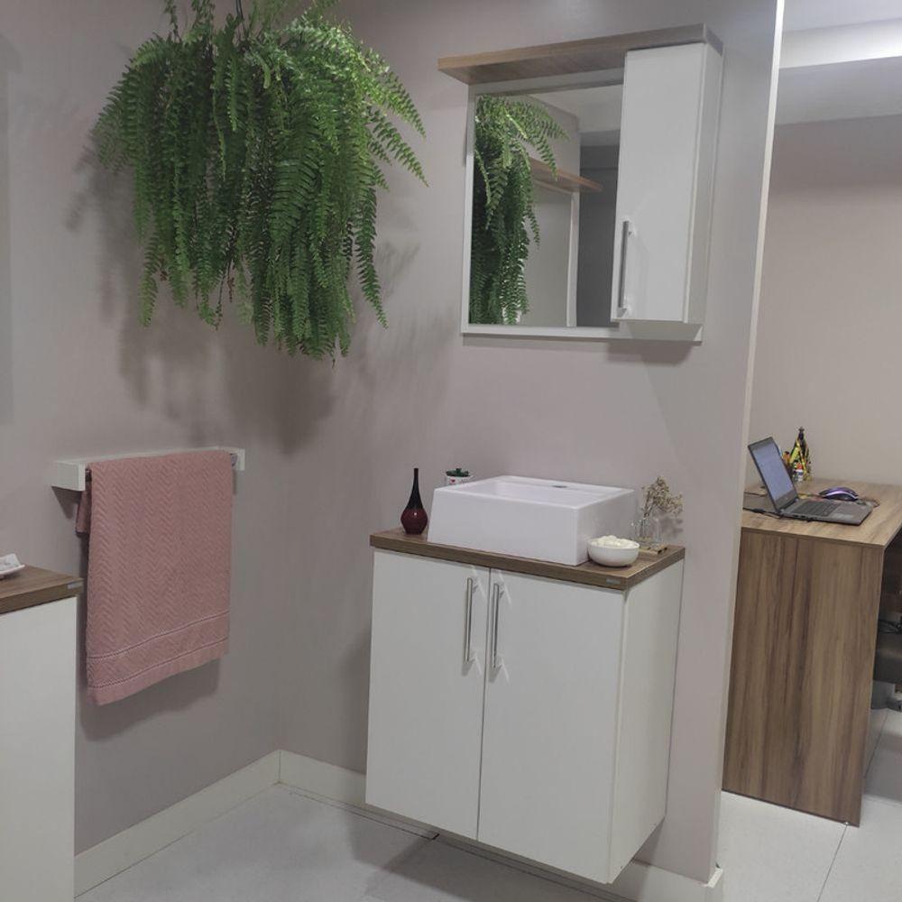 Gabinete Para Banheiro Com Cuba E Espelheira 60cm Mdf Freijo Paris - On Móveis - 7