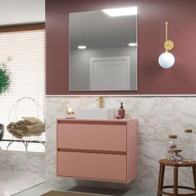 Gabinete Para Banheiro Com Cuba E Espelheira 80cm Mdf Rosa Dubai - On Móveis