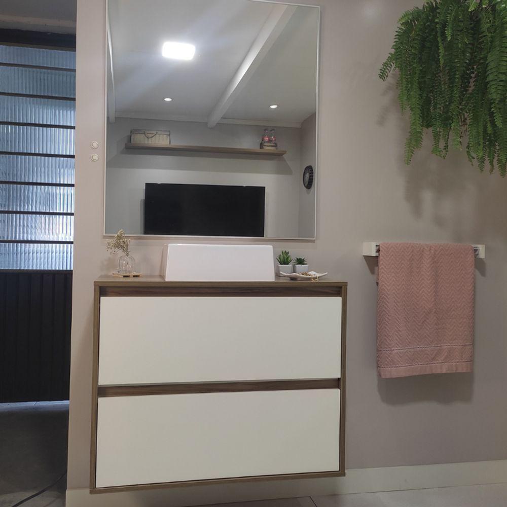 Gabinete Para Banheiro Com Cuba E Espelheira 80cm Mdf Freijo Dubai - On Móveis - 2