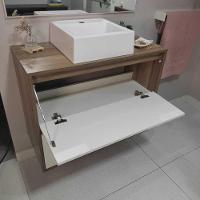 Gabinete Para Banheiro Com Cuba E Espelheira 80cm Mdf Freijo Dubai - On Móveis - 5