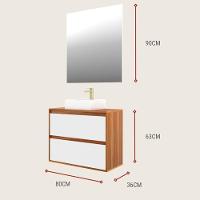 Gabinete Para Banheiro Com Cuba E Espelheira 80cm Mdf Freijo Dubai - On Móveis - 7