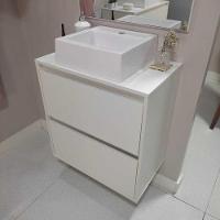 Gabinete Para Banheiro Com Cuba E Espelheira 60cm Mdf Branco Dubai - On Móveis - 2