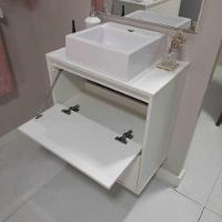 Gabinete Para Banheiro Com Cuba E Espelheira 60cm Mdf Branco Dubai - On Móveis - 3
