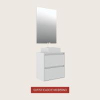 Gabinete Para Banheiro Com Cuba E Espelheira 60cm Mdf Branco Dubai - On Móveis - 5