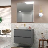 Gabinete Para Banheiro Com Cuba E Espelheira 80cm Mdf Grafite Dubai - On Móveis - 1