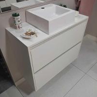 Gabinete Para Banheiro Com Cuba E Espelheira 80cm Mdf Branco Dubai - On Móveis - 2