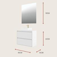 Gabinete Para Banheiro Com Cuba E Espelheira 80cm Mdf Branco Dubai - On Móveis