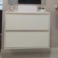 Gabinete Para Banheiro Com Cuba E Espelheira 80cm Mdf Branco Dubai - On Móveis - 9