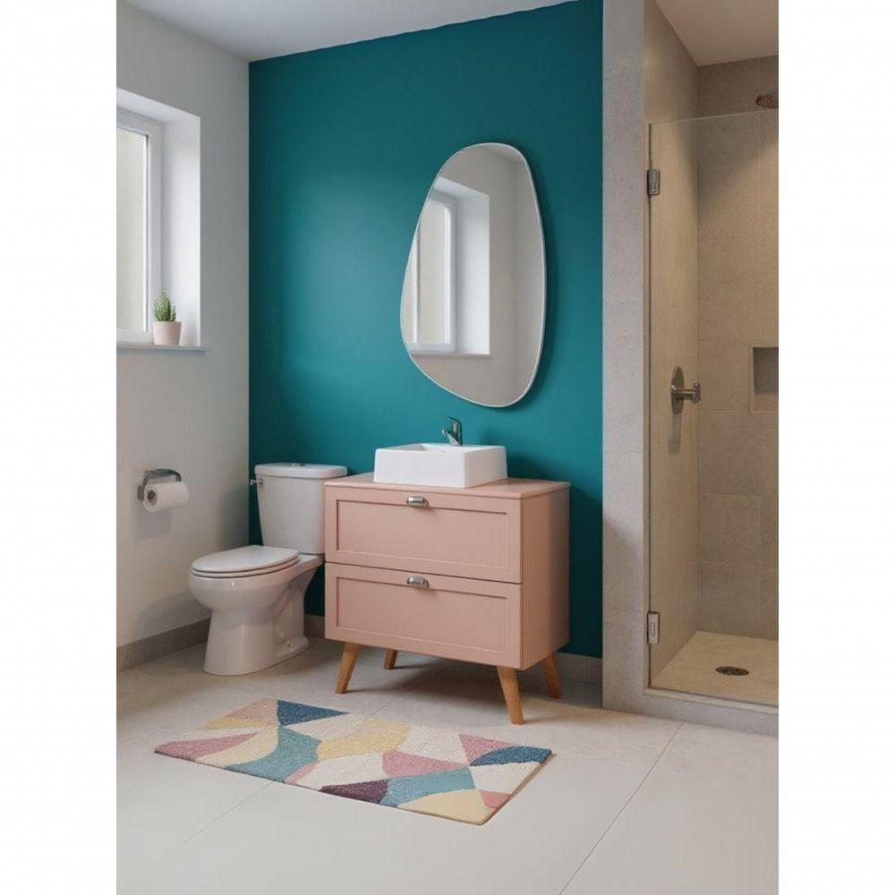 Gabinete Para Banheiro Com Tampo Cuba E Espelheira Organica 80cm Retro Mdf Rosa Milano - On Móveis - 7