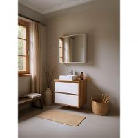 Gabinete Para Banheiro Com Cuba E Armario 60cm Mdf Freijo Com Branco Dubai - On Móveis - 5