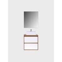 Gabinete Para Banheiro Com Cuba E Armario 60cm Mdf Freijo Com Branco Dubai - On Móveis - 8