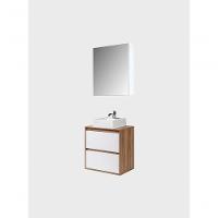 Gabinete Para Banheiro Com Cuba E Armario 60cm Mdf Freijo Com Branco Dubai - On Móveis - 10