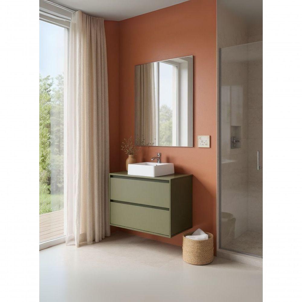 Gabinete Para Banheiro Com Cuba E Espelheira 80cm Mdf Verde Dubai - On Móveis - 5