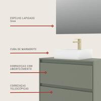 Gabinete Para Banheiro Com Cuba E Espelheira 80cm Mdf Verde Dubai - On Móveis - 2