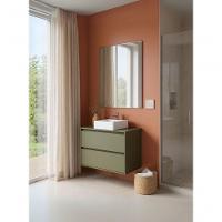 Gabinete Para Banheiro Com Cuba E Espelheira 80cm Mdf Verde Dubai - On Móveis - 5