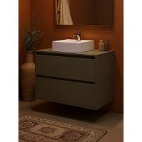 Gabinete Para Banheiro Com Cuba E Espelheira 80cm Mdf Verde Dubai - On Móveis - 6