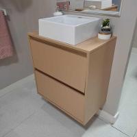 Gabinete Para Banheiro Com Cuba E Espelheira 60cm Mdf Rosa Dubai - On Móveis - 9