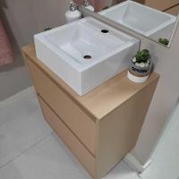 Gabinete Para Banheiro Com Cuba E Espelheira 60cm Mdf Rosa Dubai - On Móveis - 10