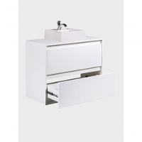 Gabinete Para Banheiro Com Cuba E Espelheira Organica 80cm Mdf Branco Dubai - On Móveis - 8