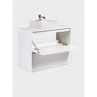 Gabinete Para Banheiro Com Cuba E Espelheira Organica 80cm Mdf Branco Dubai - On Móveis - 9