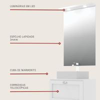 Gabinete Para Banheiro Com Tampo Cuba E Espelheira 60cm Retro Mdf Branco Milano - On Móveis - 5