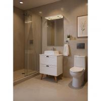 Gabinete Para Banheiro Com Tampo Cuba E Espelheira 60cm Retro Mdf Branco Milano - On Móveis - 8