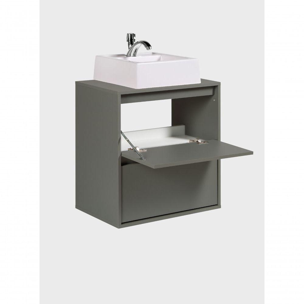 Gabinete Para Banheiro Com Cuba E Espelho Redondo 60cm Mdf Verde Dubai - On Móveis - 8