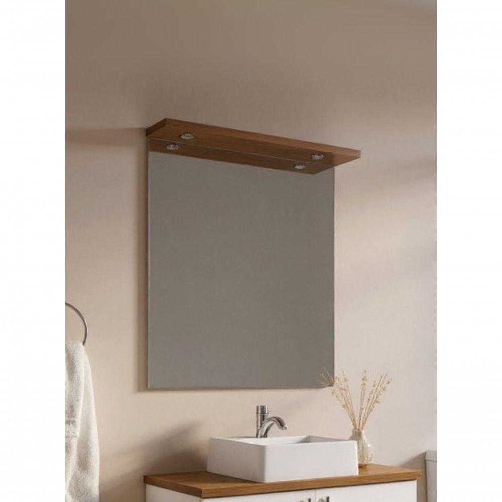 Gabinete Para Banheiro Com Cuba E Espelho Com Led 80cm Mdf Freijo Com Branco Paris - On Móveis - 6