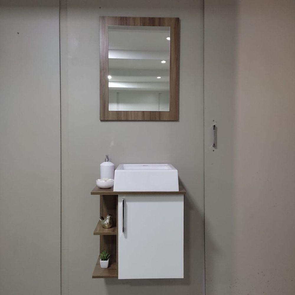 Gabinete Para Banheiro Com Cuba E Espelheira 50cm Mdf Freijo Moscou - On Móveis - 8