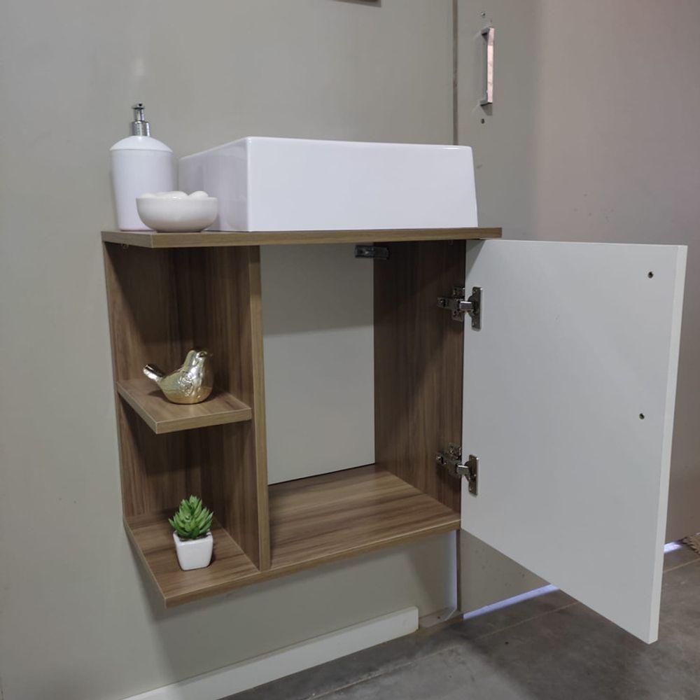 Gabinete Para Banheiro Com Cuba E Espelheira 50cm Mdf Freijo Moscou - On Móveis - 9