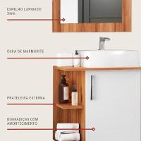 Gabinete Para Banheiro Com Cuba E Espelheira 50cm Mdf Freijo Moscou - On Móveis - 5
