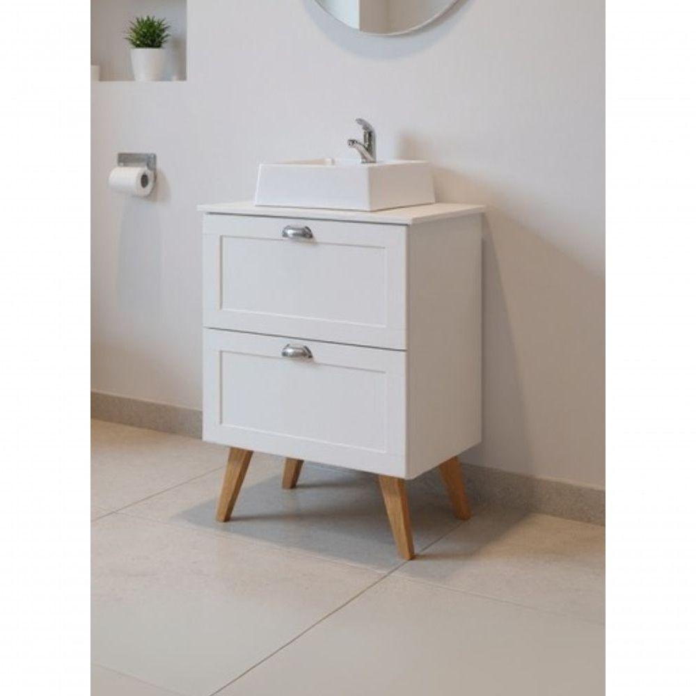 Gabinete Para Banheiro Com Tampo E Cuba 60cm Retro Mdf Branco Milano - On Móveis - 8