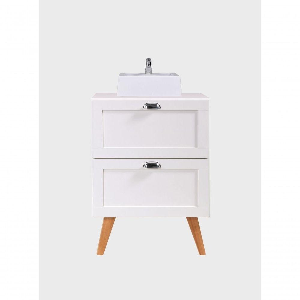 Gabinete Para Banheiro Com Tampo E Cuba 60cm Retro Mdf Branco Milano - On Móveis - 9