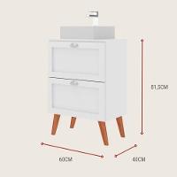 Gabinete Para Banheiro Com Tampo E Cuba 60cm Retro Mdf Branco Milano - On Móveis